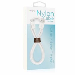 Кабель VLP Nylon Cable USB / USB-C, 3A, Вт  1,2м, белый— фото №1