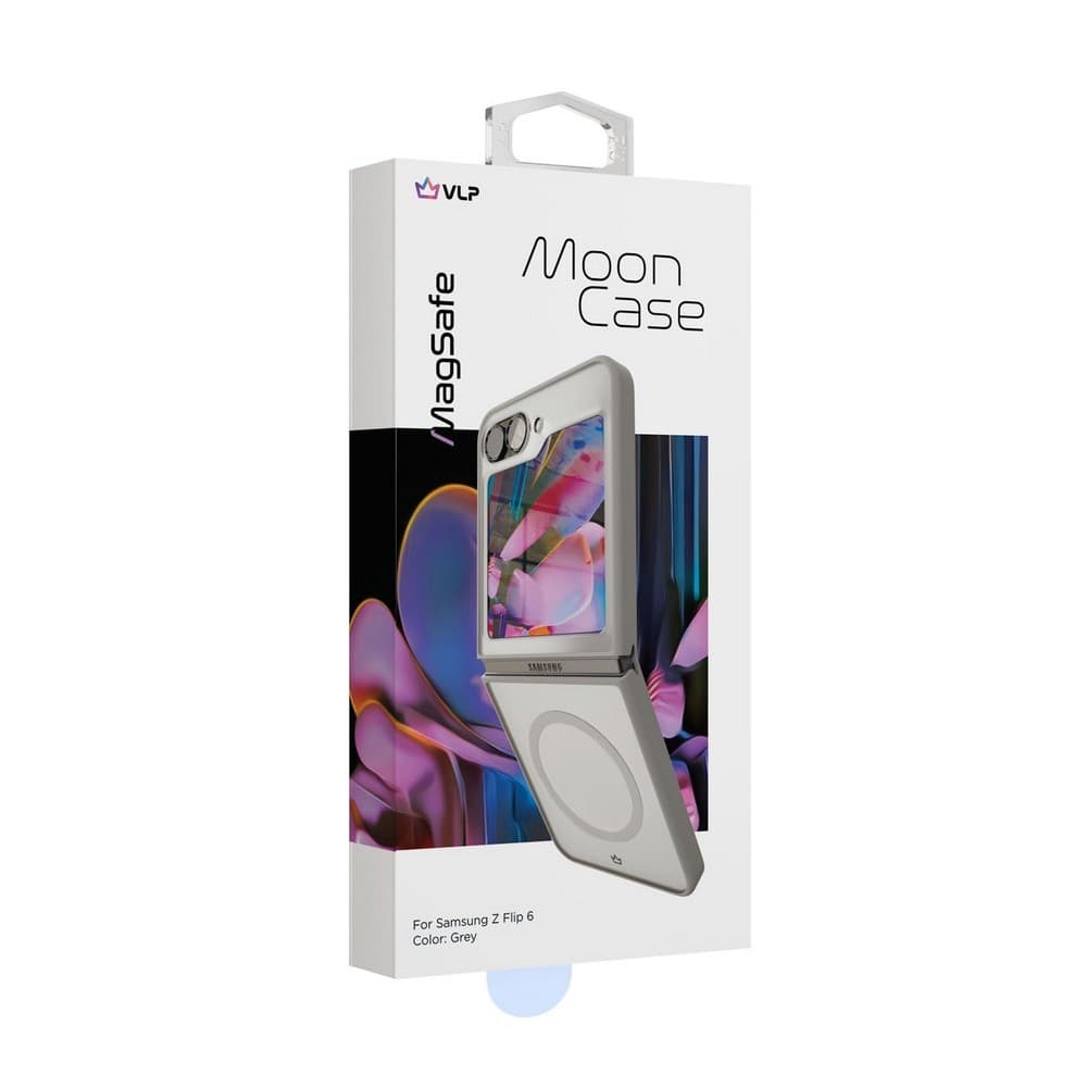 Чехол-накладка VLP Moon Case MagSafe для Galaxy Z Flip6, поликарбонат, серый— фото №1