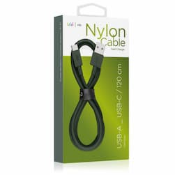 Кабель VLP Nylon Cable USB / USB-C, 3A, Вт  1,2м, темно-зеленый— фото №1