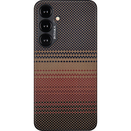 Чехол-накладка Pitaka Fusion Weaving MagEZ 4 Sunset для Galaxy S24, кевлар, черный/красный— фото №0