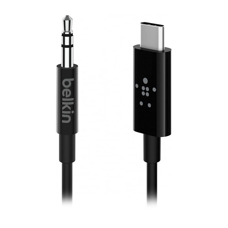 Кабель Belkin mini-jack 3.5 mm / USB-C, 1,6м, черный— фото №1