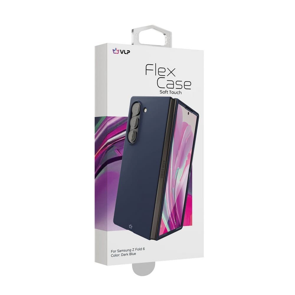 Чехол-накладка VLP Flex Case для Galaxy Z Fold6, полиуретан, темно-синий— фото №1