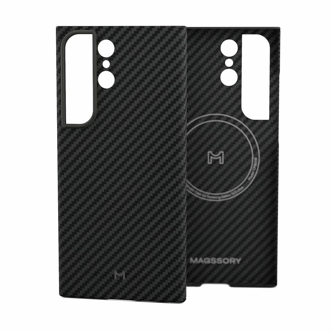 Чехол-накладка Magssory Kevlar для Galaxy S23 Ultra, арамид (кевлар), черный— фото №0