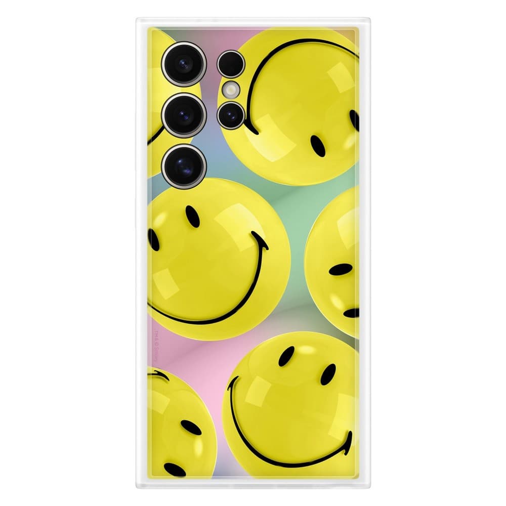 Чехол-накладка Samsung Flipsuit Smiley Prin для Galaxy S24 Ultra, поликарбонат, желтый— фото №0